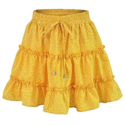 Floral Print Boho Mini Skirt