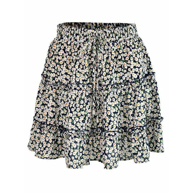 Floral Print Boho Mini Skirt
