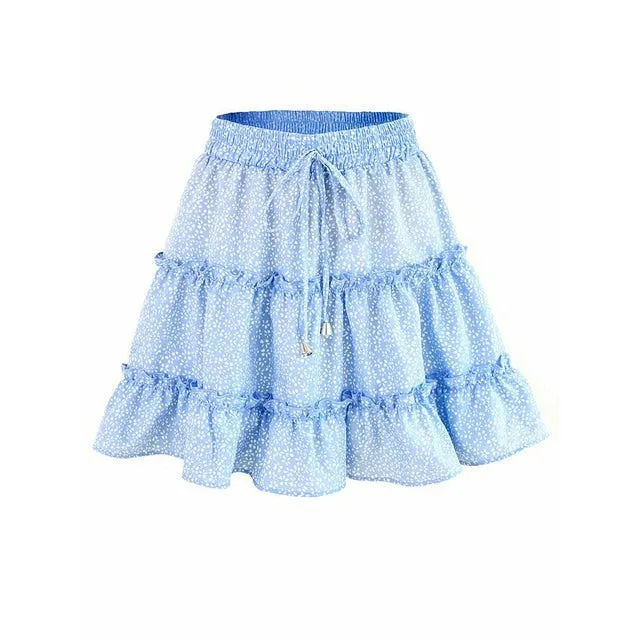 Floral Print Boho Mini Skirt