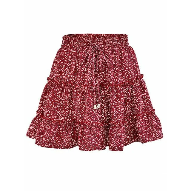 Floral Print Boho Mini Skirt