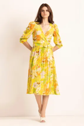 Floral Printed Midi Wrap Dress
