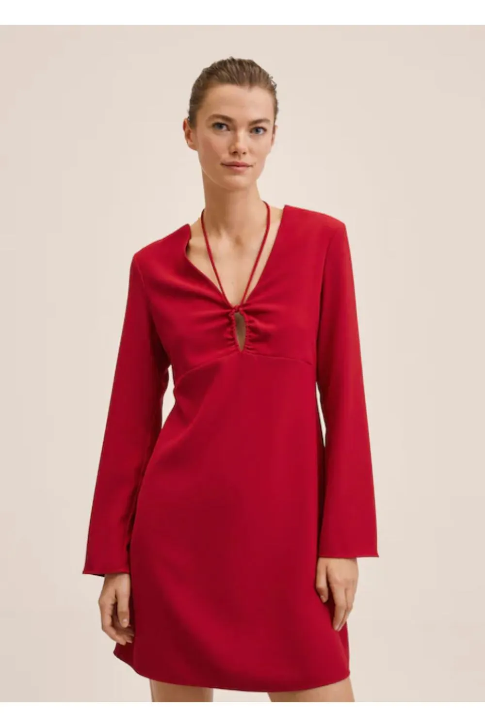 Flowy Red Knotted Lovable Dress
