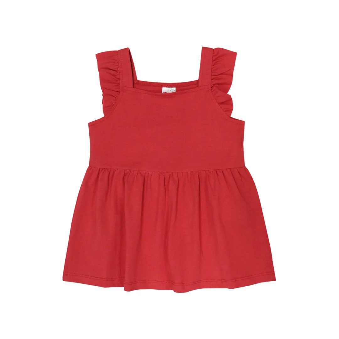 Flutter Sleeve Empire Tunic Top - Red