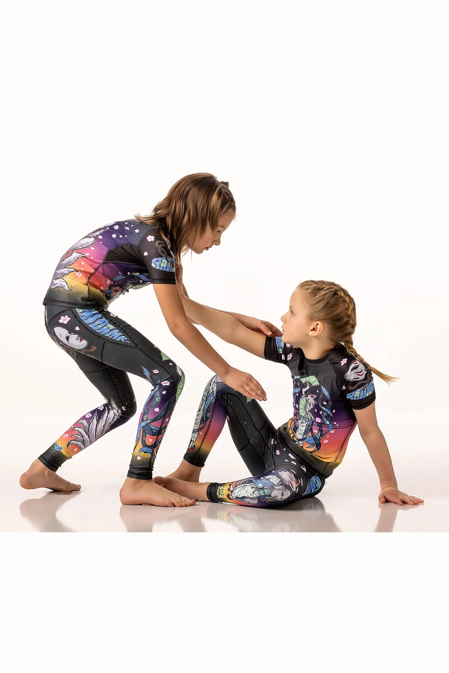 Girls' Kitsune Warrior Jiu Jitsu Art Wear Youth Rashguard - Short Sleeve