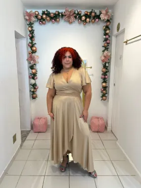 Golden Wrap Around Dress