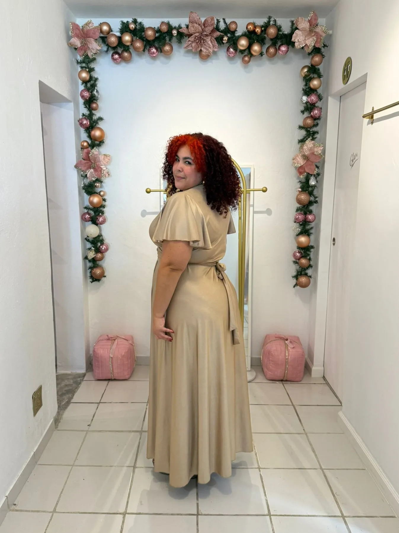Golden Wrap Around Dress