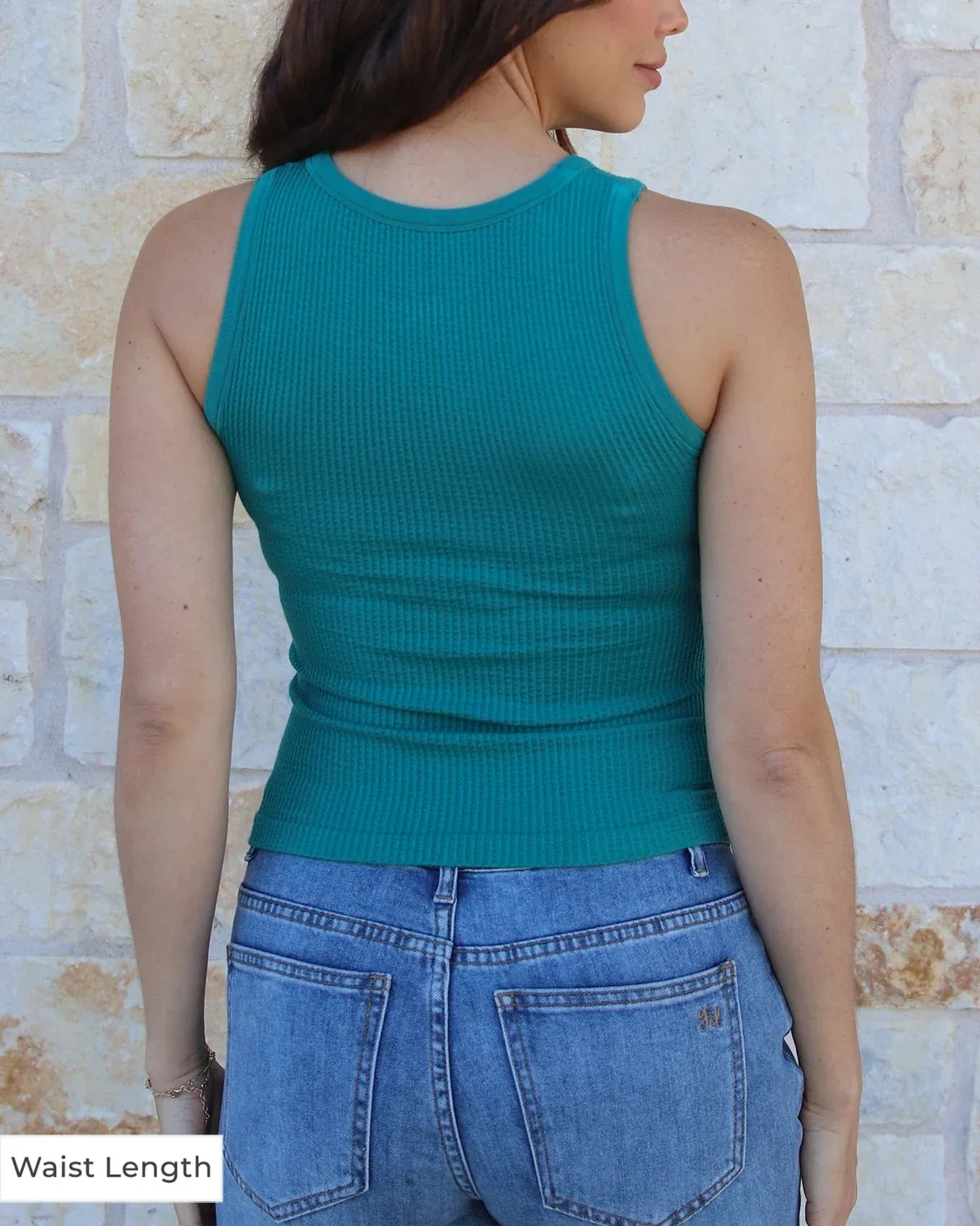 Grace and Lace | High Neck Brami Tank | Green | WAIST LENGTH