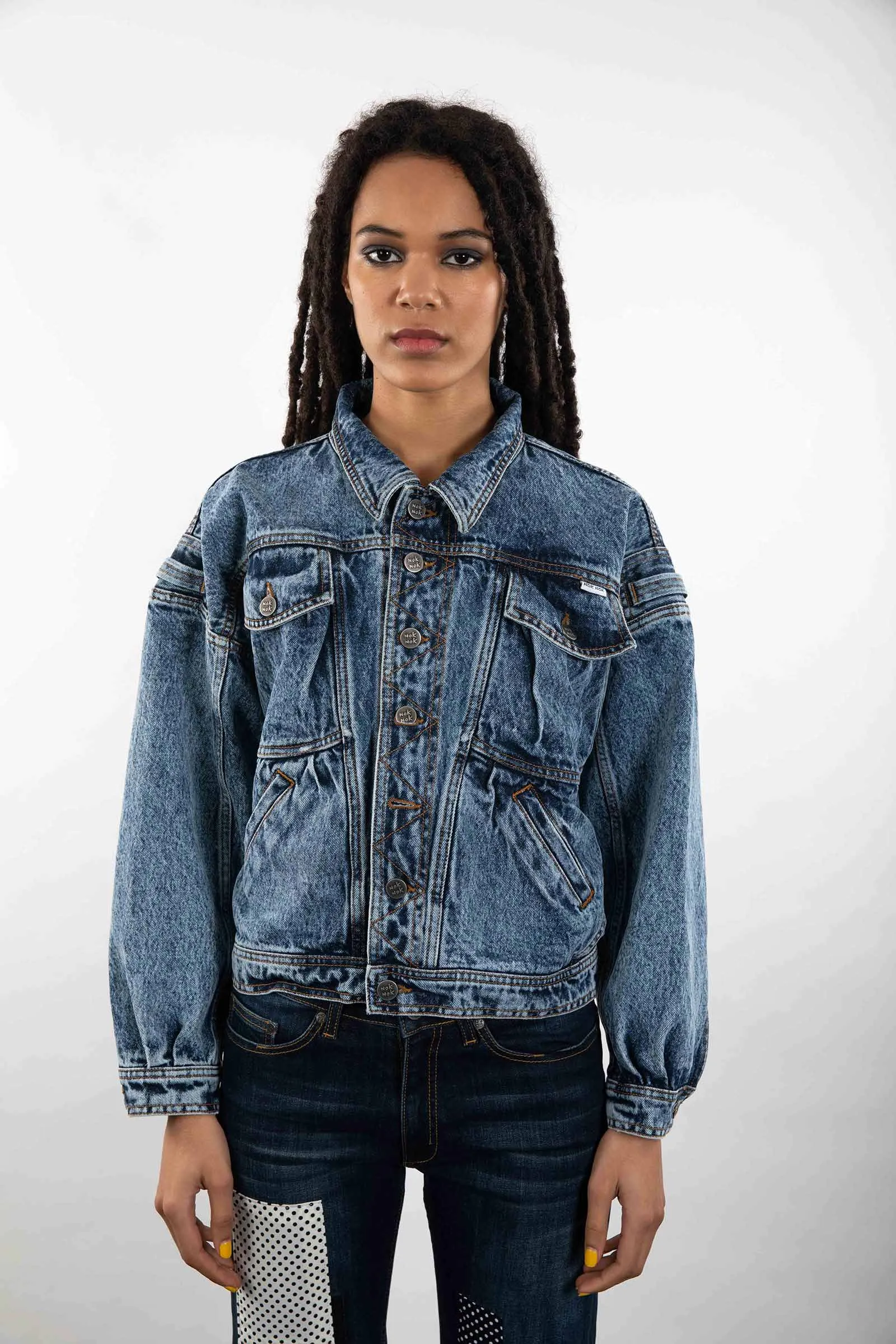 GREEN EYES- VINTAGE OVERSIZED CROPPED TRUCKER DENIM JACKET