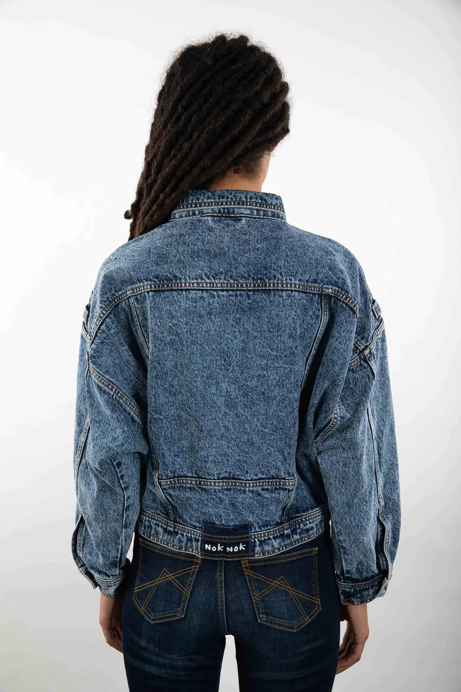 GREEN EYES- VINTAGE OVERSIZED CROPPED TRUCKER DENIM JACKET
