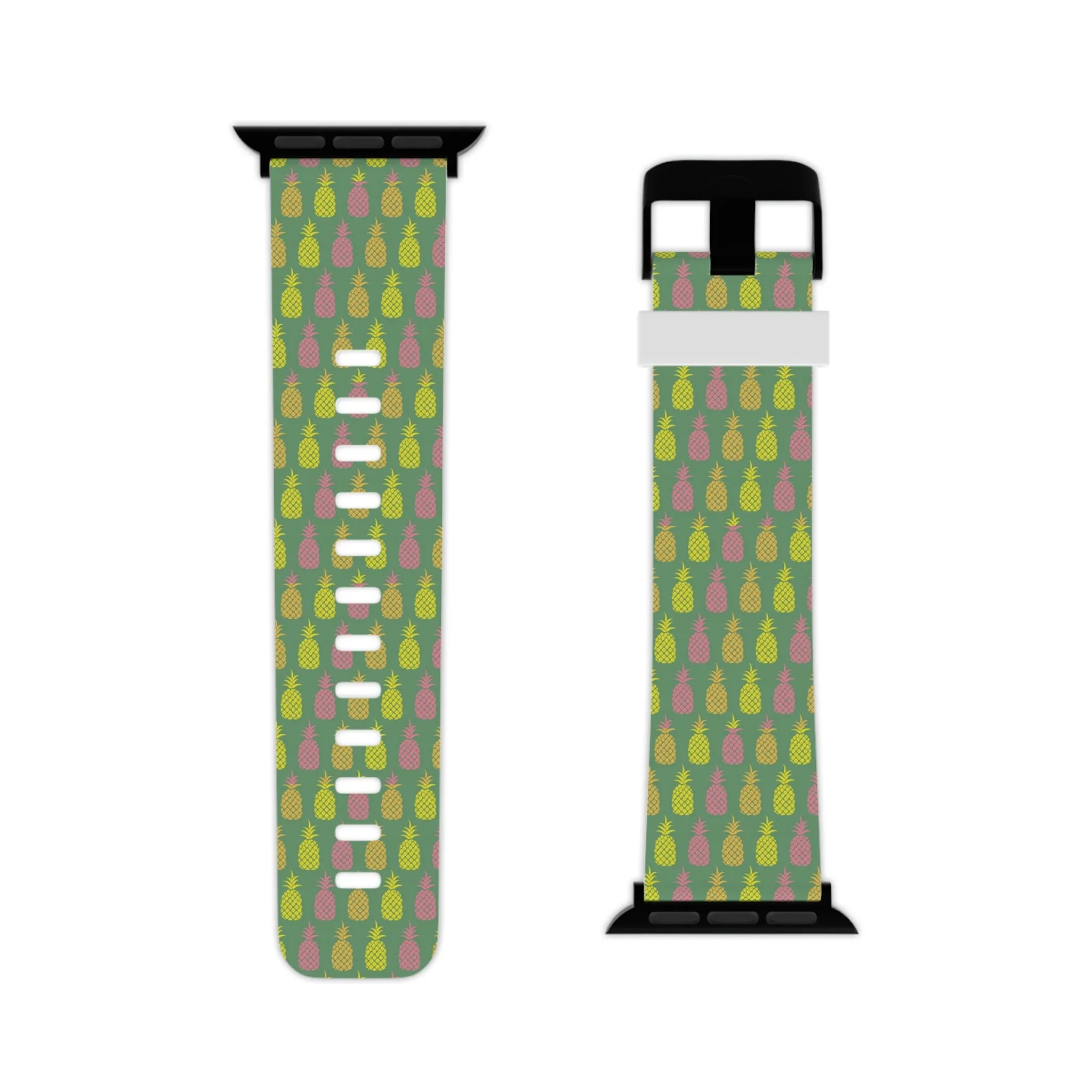 Green Pineapple Pattern Thermo Elastomer Watch Band for Apple Watch