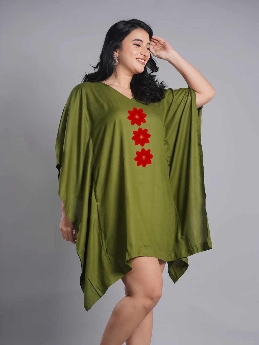 Green Rayon Kaftan - Petunia