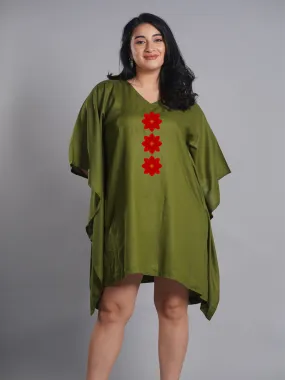 Green Rayon Kaftan - Petunia