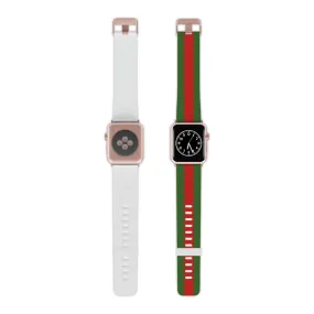 Green with Red Stripe Thermo Elastomer Watch Band for Apple Watch