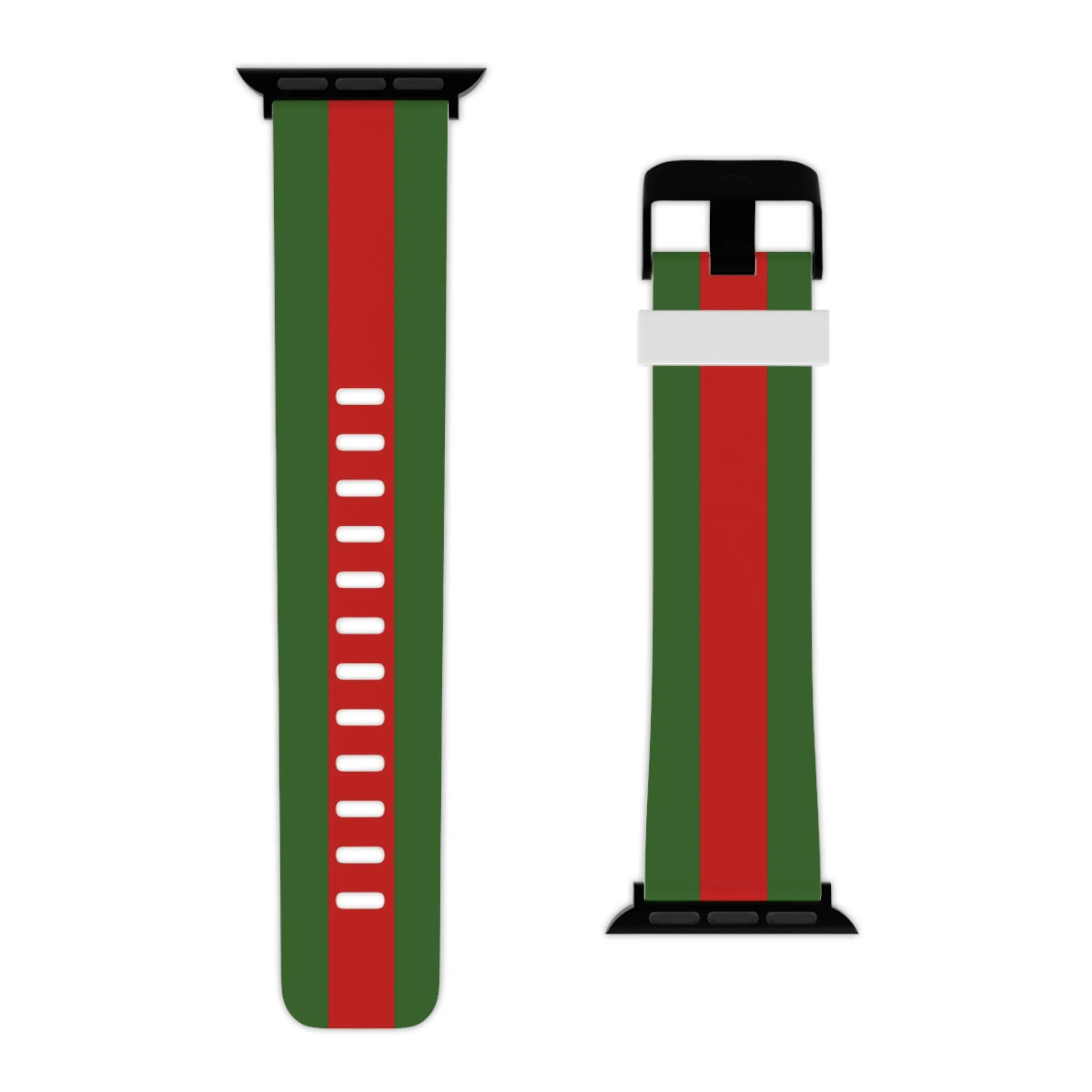 Green with Red Stripe Thermo Elastomer Watch Band for Apple Watch
