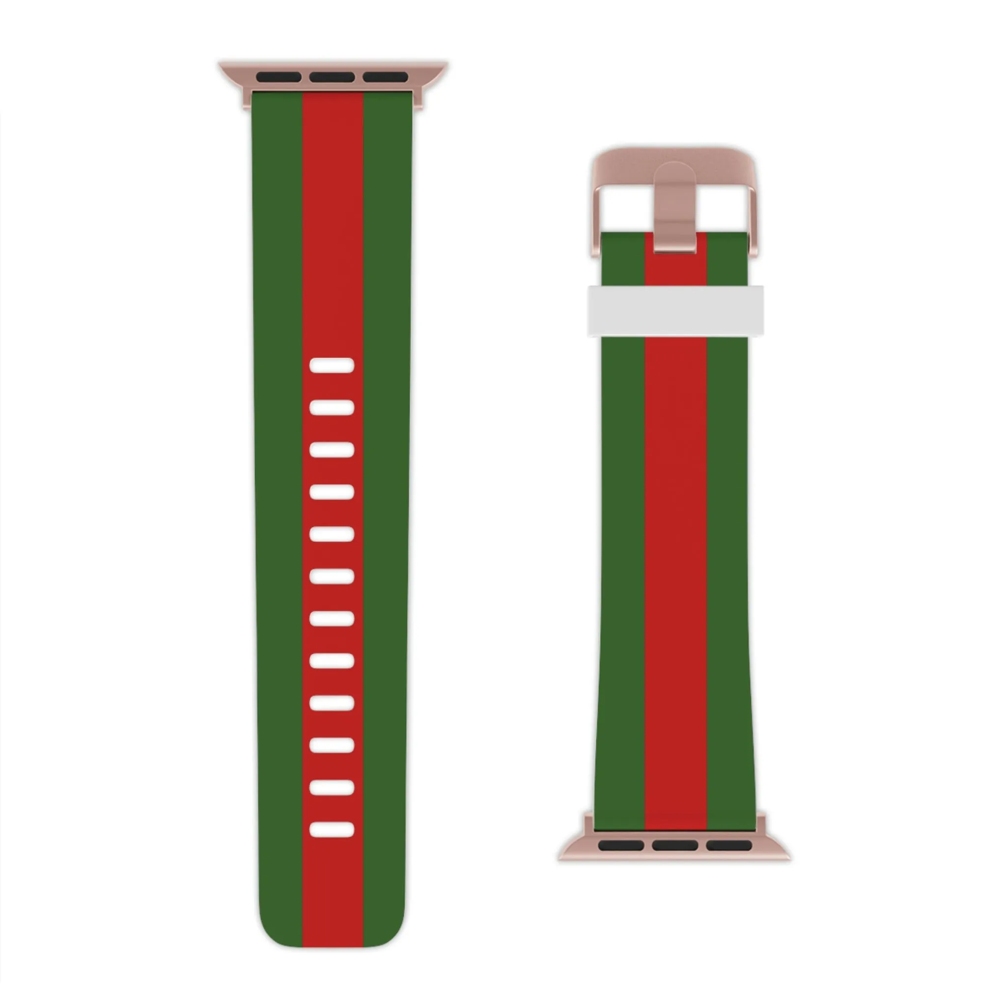 Green with Red Stripe Thermo Elastomer Watch Band for Apple Watch