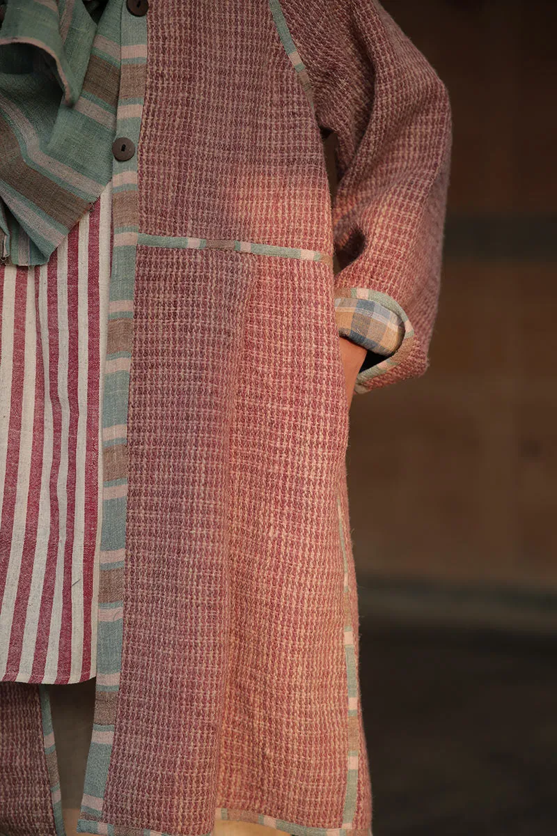 Handwoven Desi wool Checks kediya coat