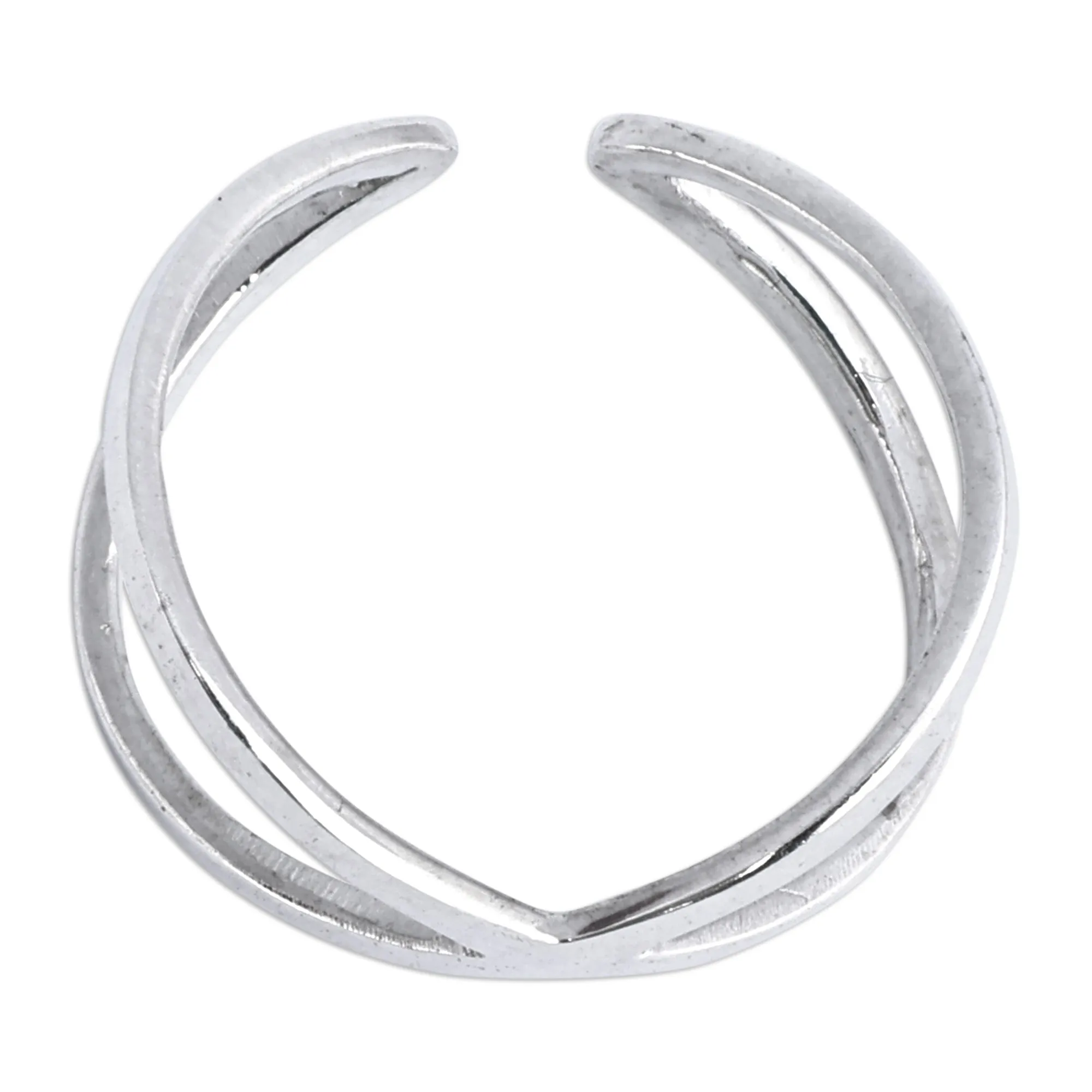 High-Polished Modern Abstract Sterling Silver Wrap Ring - Cosmic Dimension | NOVICA
