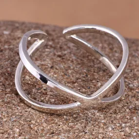 High-Polished Modern Abstract Sterling Silver Wrap Ring - Cosmic Dimension | NOVICA