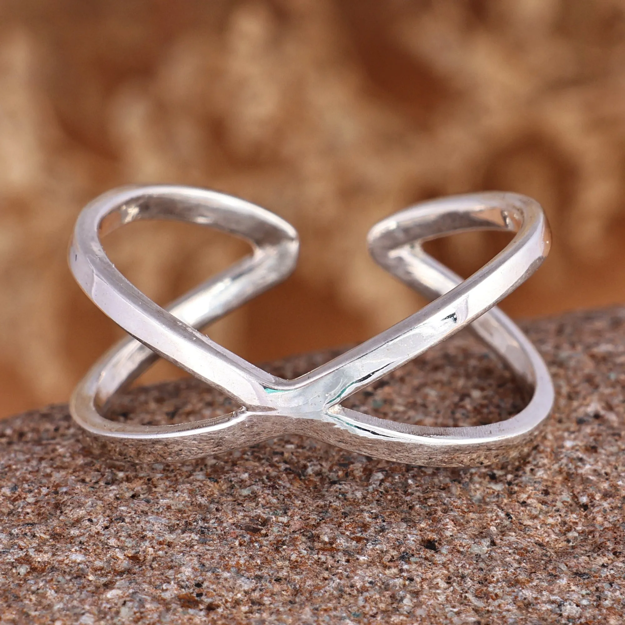 High-Polished Modern Abstract Sterling Silver Wrap Ring - Cosmic Dimension | NOVICA
