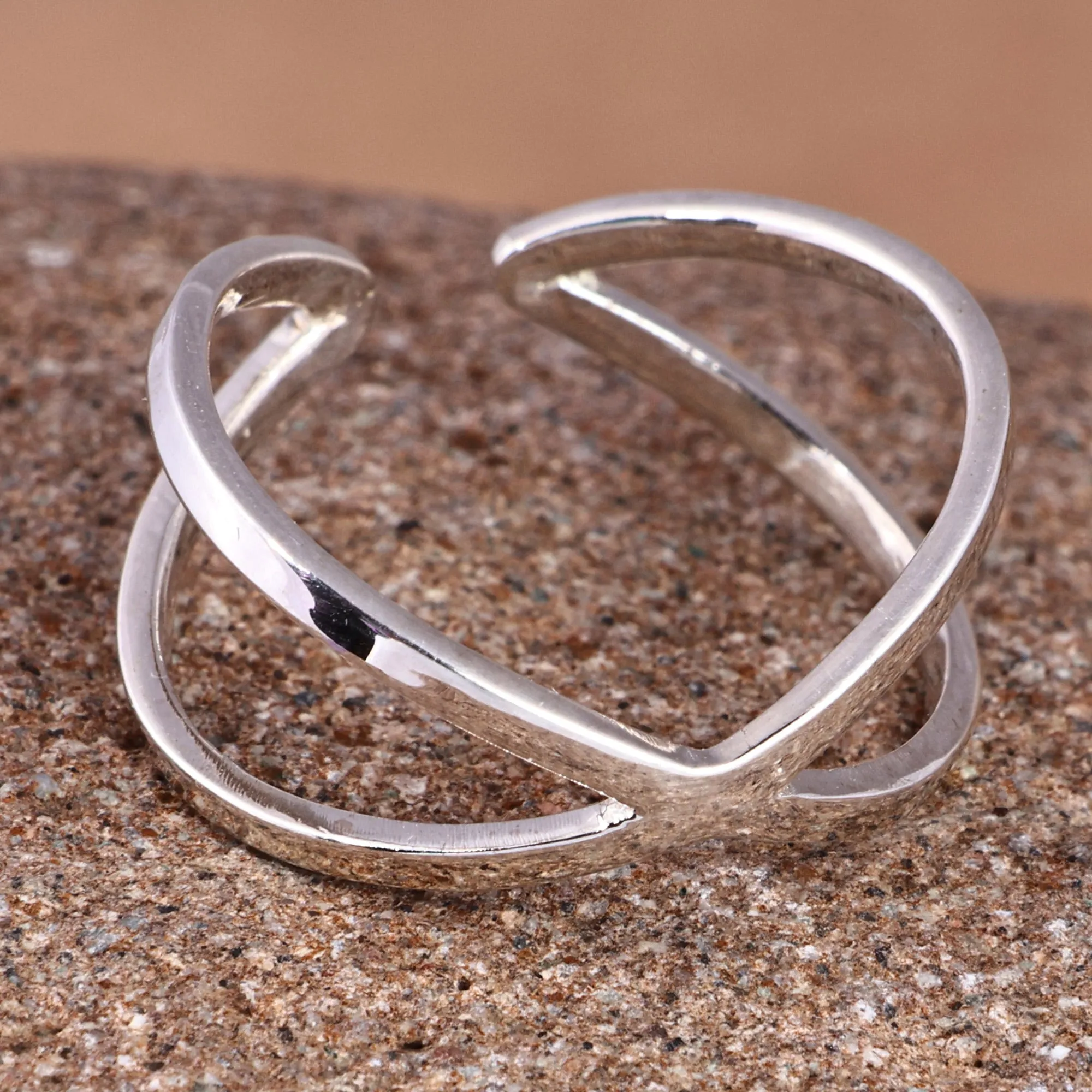 High-Polished Modern Abstract Sterling Silver Wrap Ring - Cosmic Dimension | NOVICA