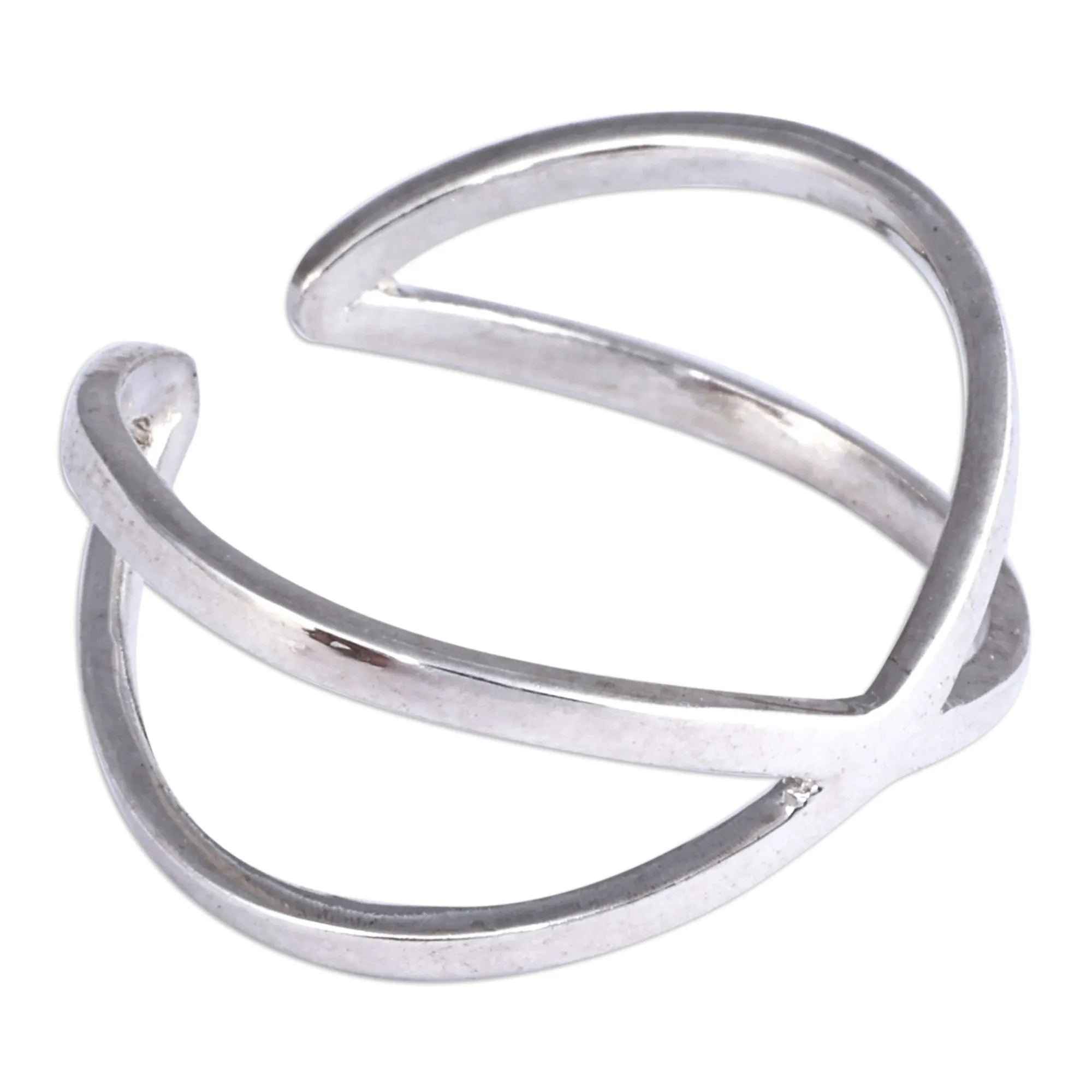 High-Polished Modern Abstract Sterling Silver Wrap Ring - Cosmic Dimension | NOVICA