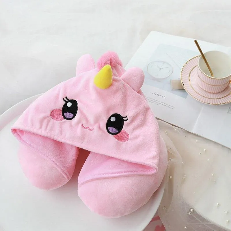 Hoodie Pillow Cute Cat U Shape