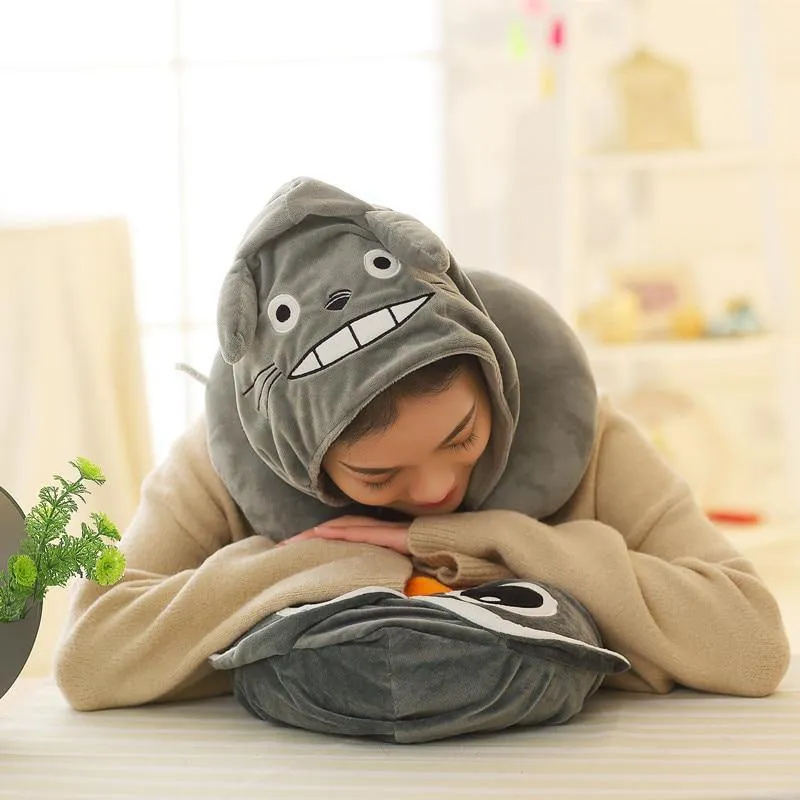 Hoodie Pillow Cute Cat U Shape