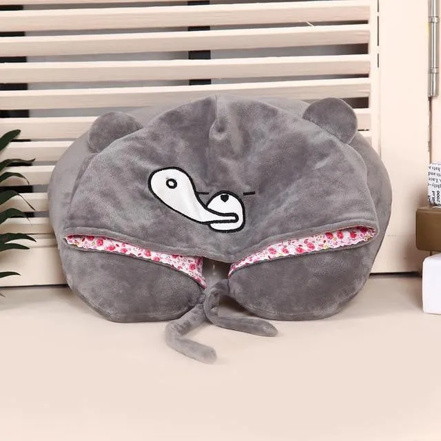 Hoodie Pillow Cute Cat U Shape