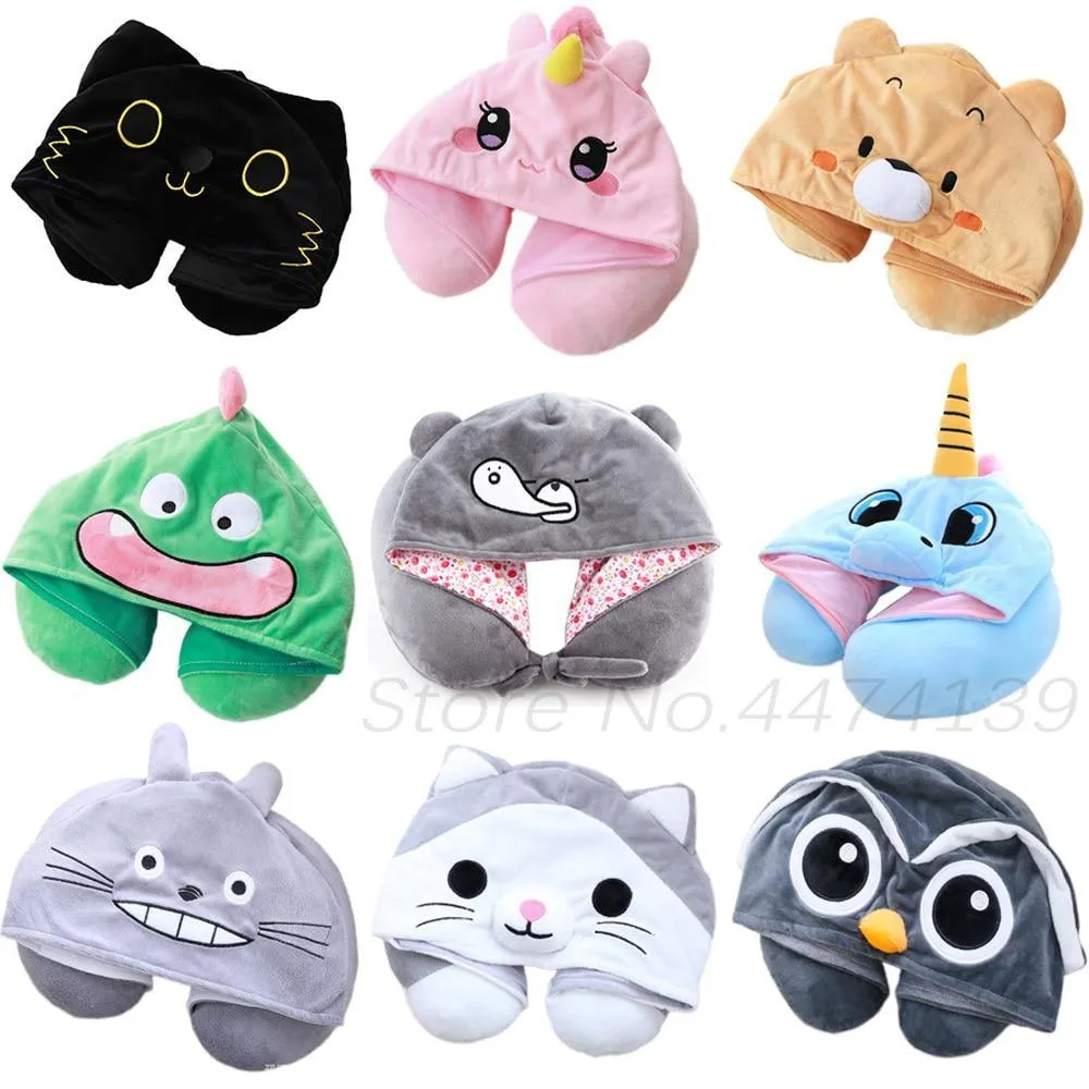 Hoodie Pillow Cute Cat U Shape