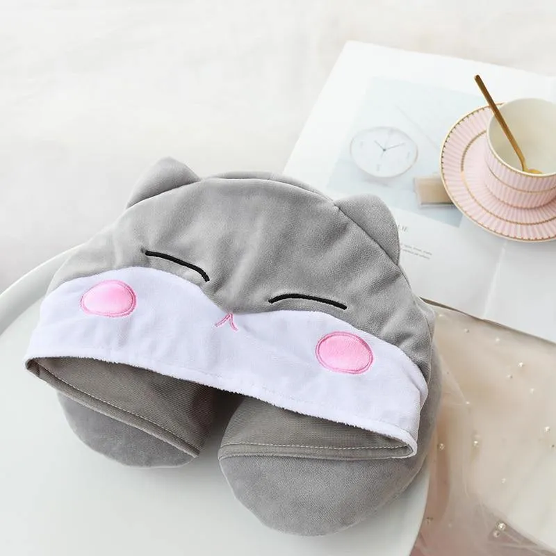 Hoodie Pillow Cute Cat U Shape