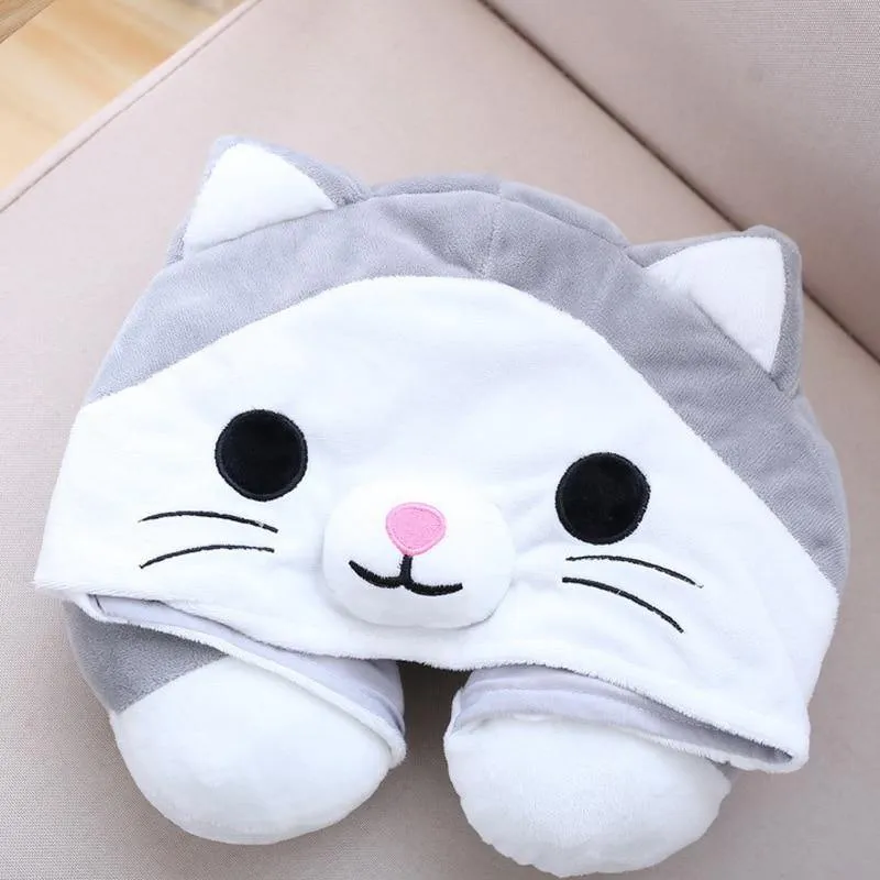 Hoodie Pillow Cute Cat U Shape