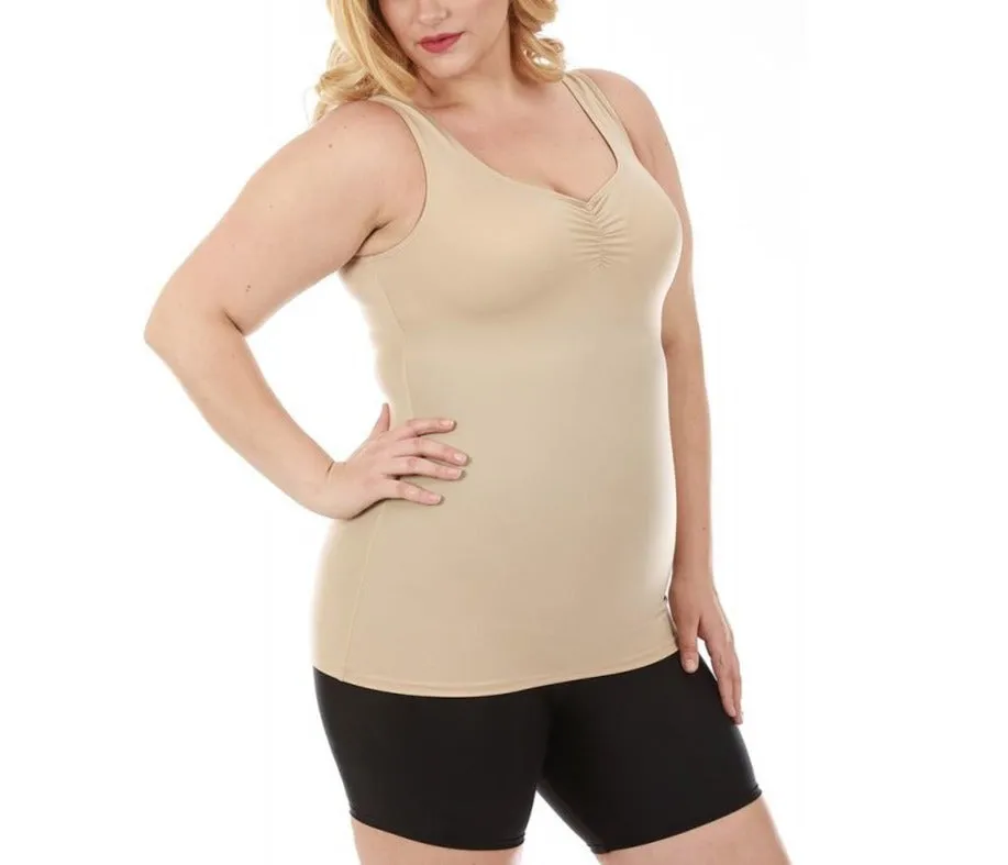 InstantFigure Shirred Tank Top Curvy Shapewear WT40011C by InstantFigure - InstaSlim - InstantRecoveryMD