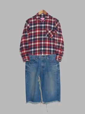 Junya Watanabe Man Pink 2003 red shirt and denim skirt dress - S