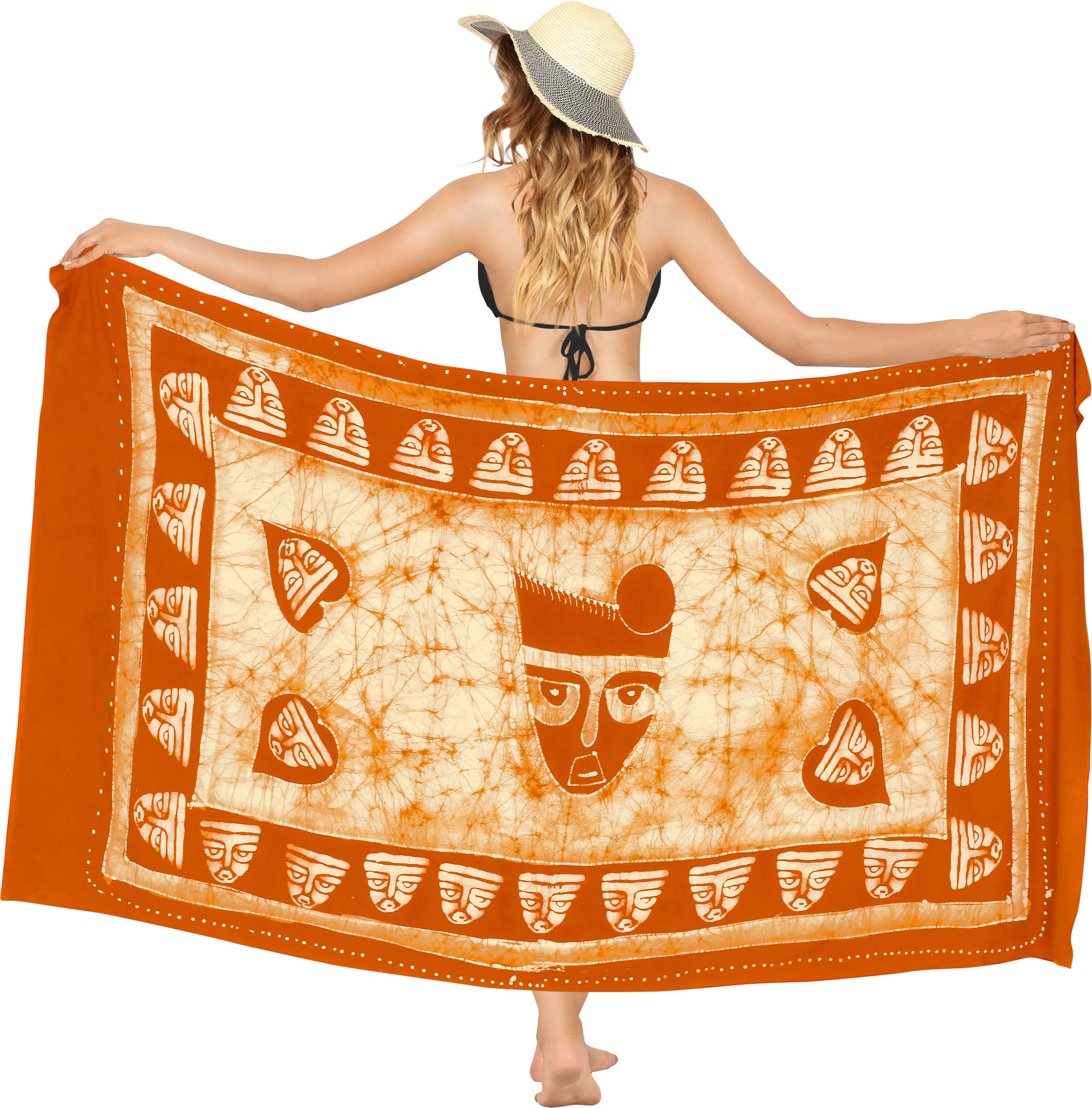 La Leela Rayon Batik Face Mask Bikini  Beach Wrap Sarong