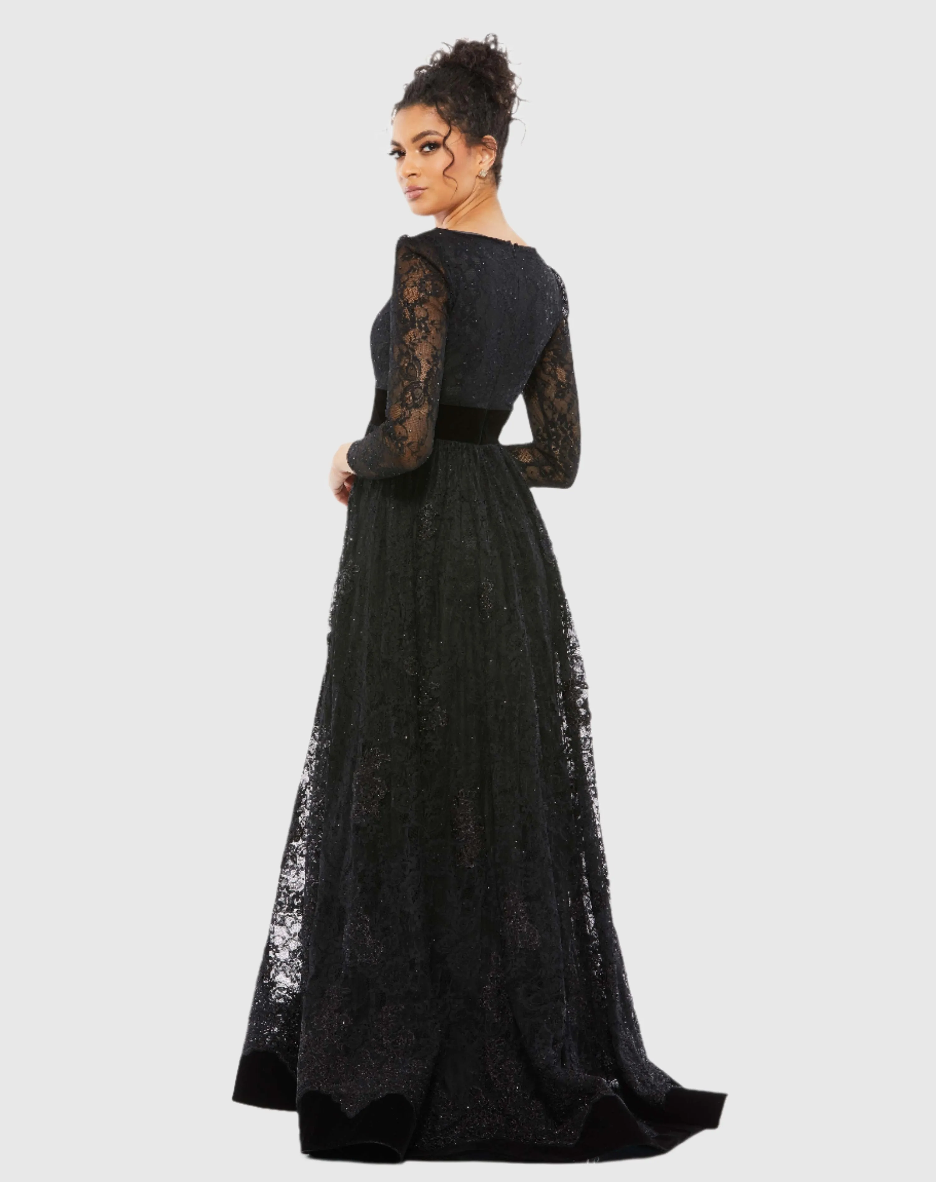 Lace Long Sleeve Wrap Over Dress