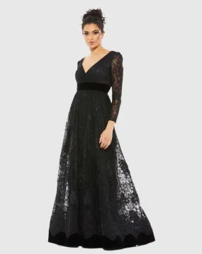 Lace Long Sleeve Wrap Over Dress
