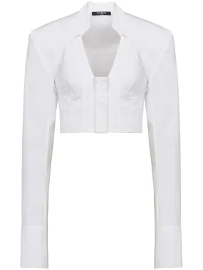 Lingerie Cut Popline Cropped Blouse