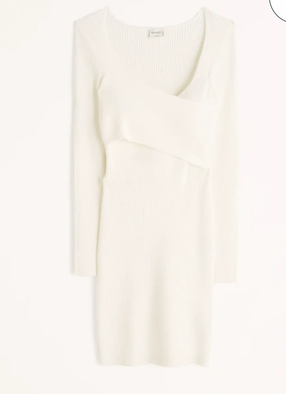 Long-Sleeve Wrap-Front Mini Sweater Dress