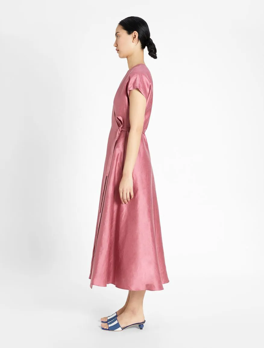 Luisa Linen Silk Waist Tie Dress