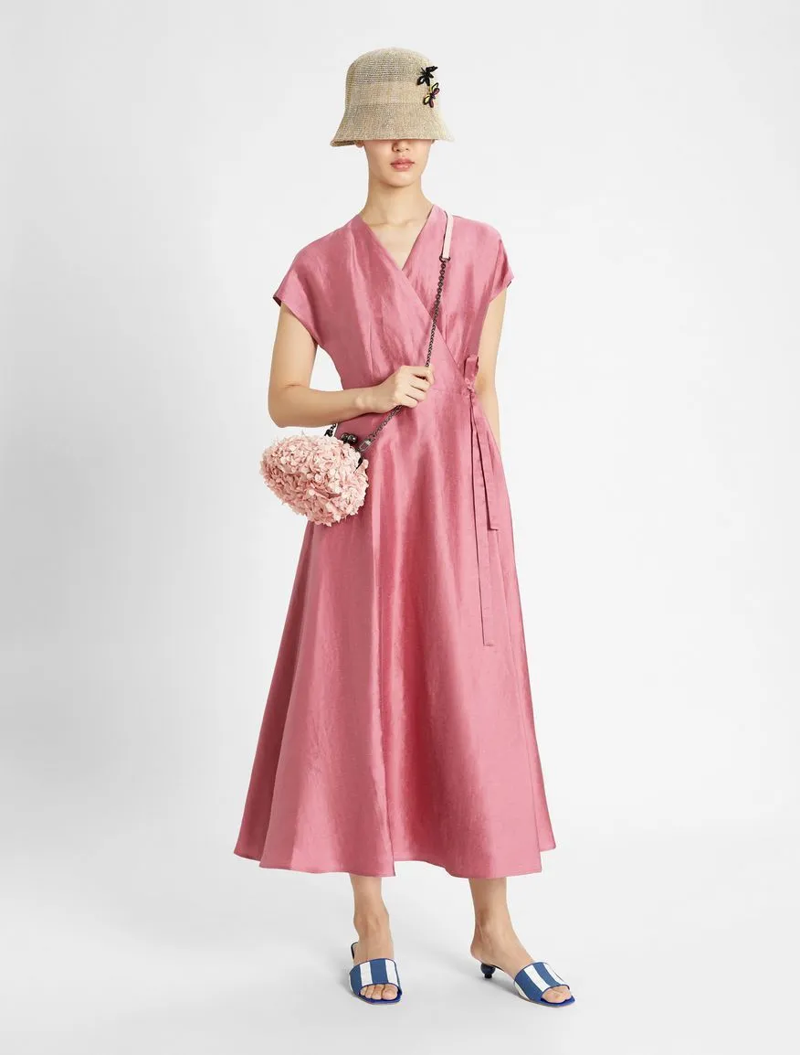 Luisa Linen Silk Waist Tie Dress