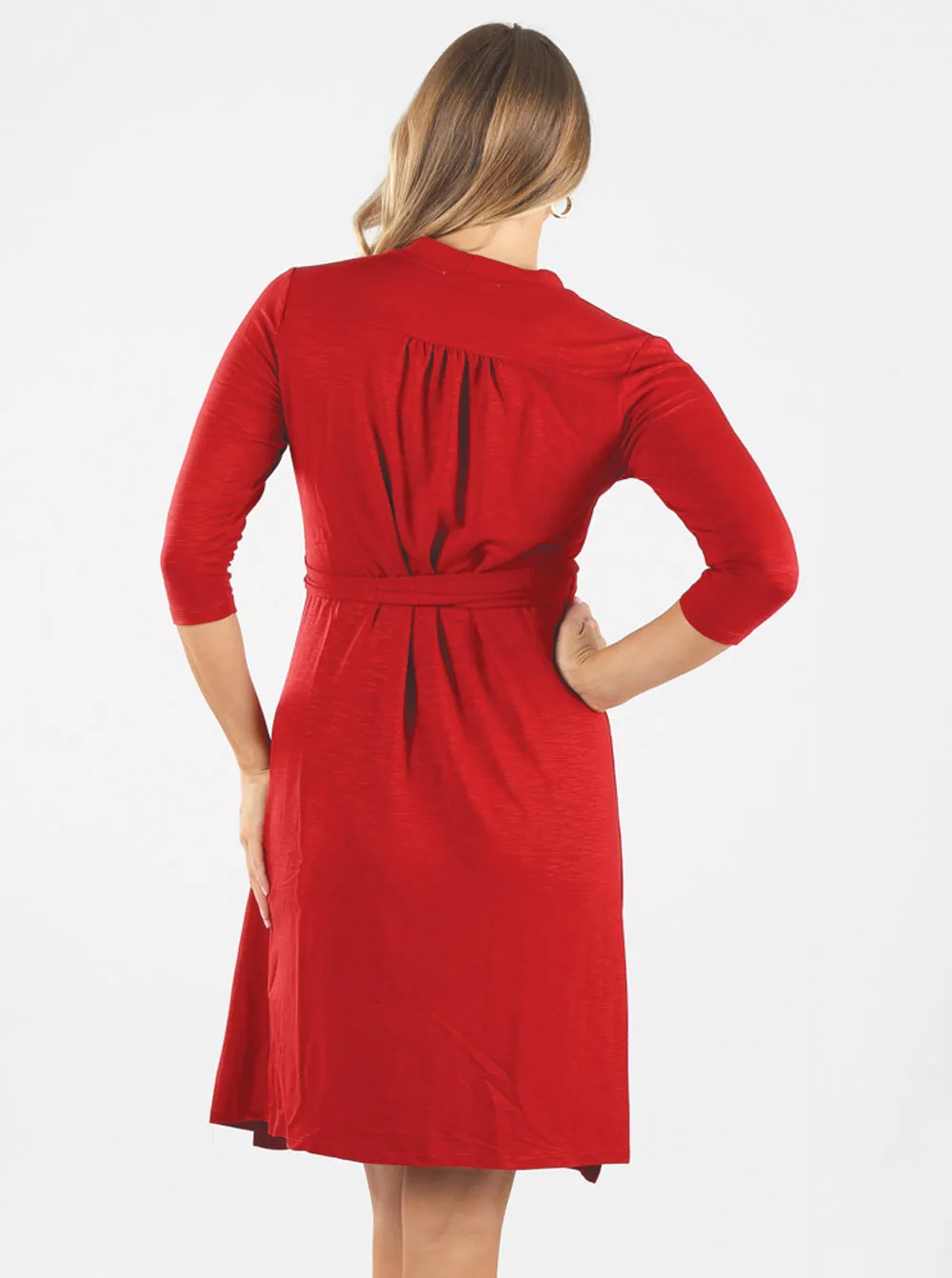 Maternity Classic Wrap Feeding Dress in Red