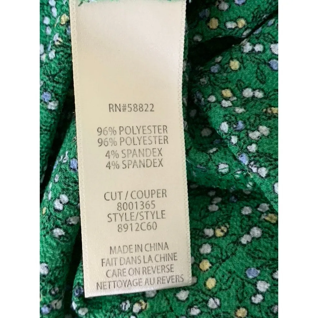MAX STUDIO Women's Dark Green Floral Print Ruffle Wrap Knee Length Dress SZ M