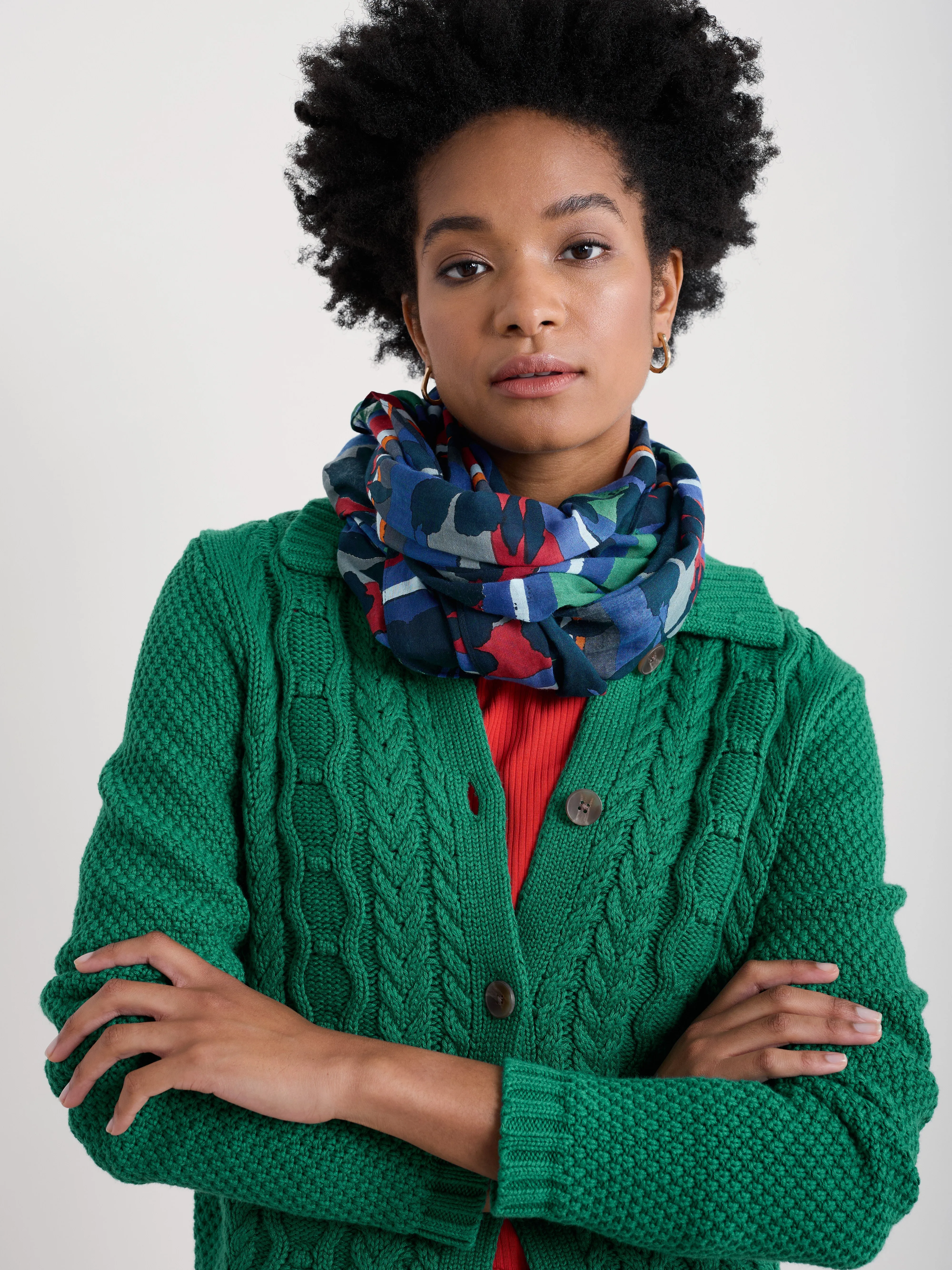 May Garland Scarf Camellia Stripe Ink