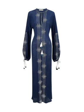 Mayfair Tunic Dress Navy Embroidered (Navy)