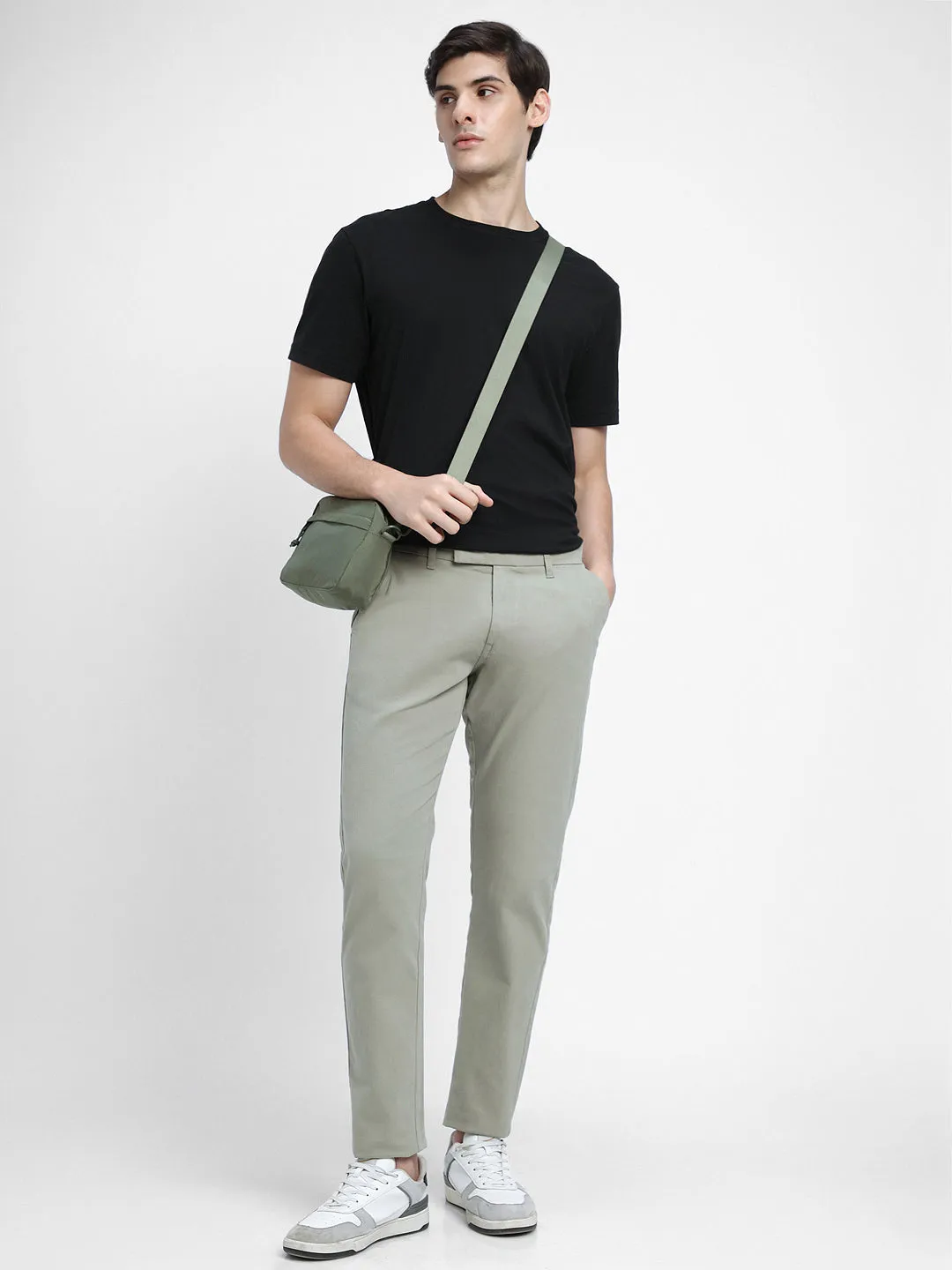 Men's Green Slim Fit Chinos Trousers
