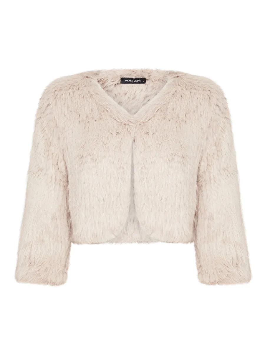 Moss & Spy Fur Bolero - Beige