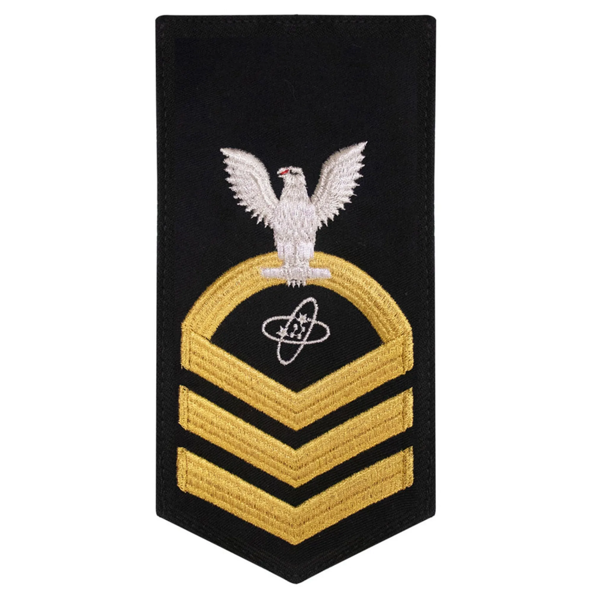 NAVY Men's Rating Badge: E7 Electronics Technician - Seaworthy Gold on Blue