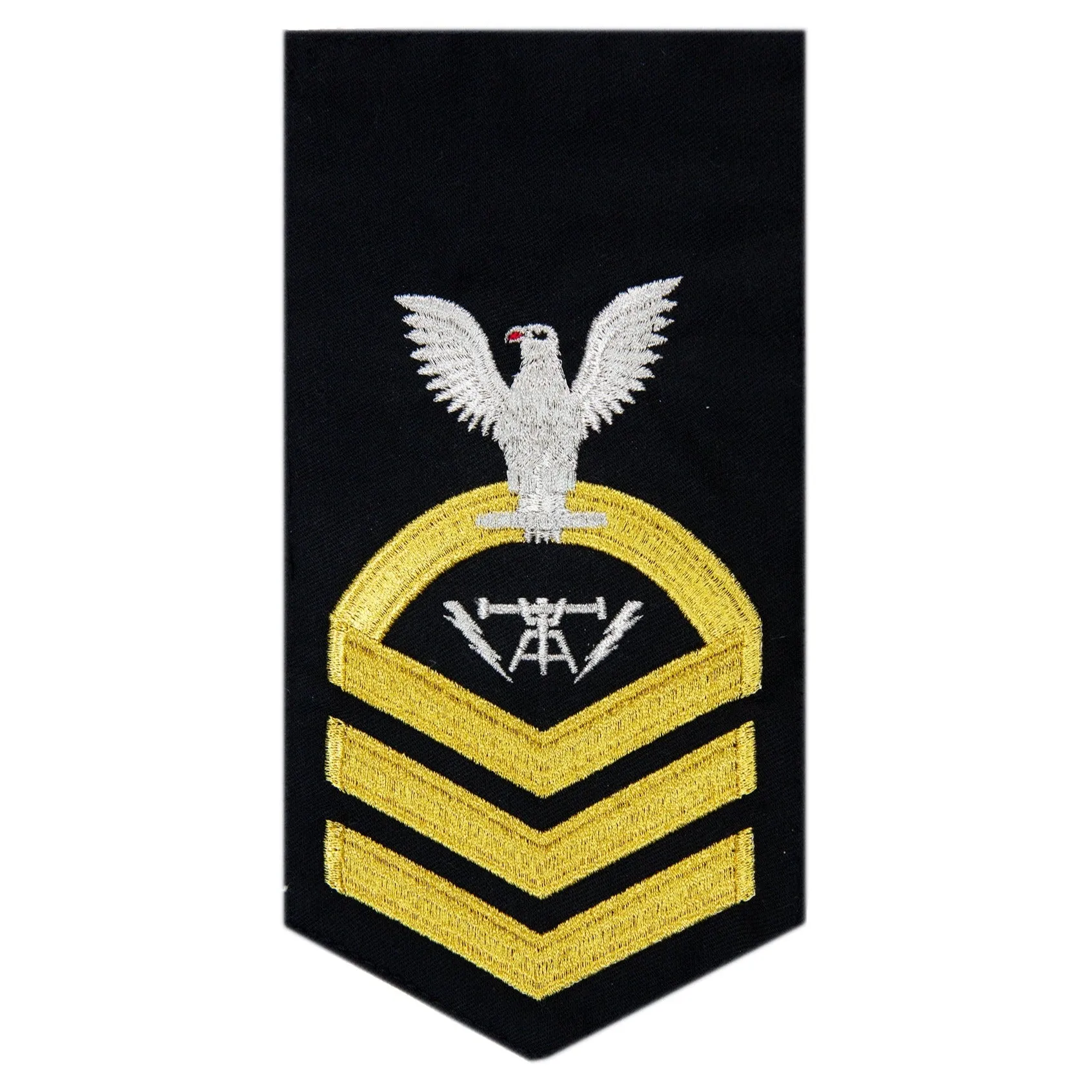 NAVY Men's Rating Badge: E7 Fire Controlman - Seaworthy Gold on Blue