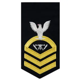 NAVY Men's Rating Badge: E7 Fire Controlman - Seaworthy Gold on Blue