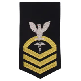 NAVY Men's Rating Badge: E7 Hospital Corpsman - Seaworthy Gold on Blue